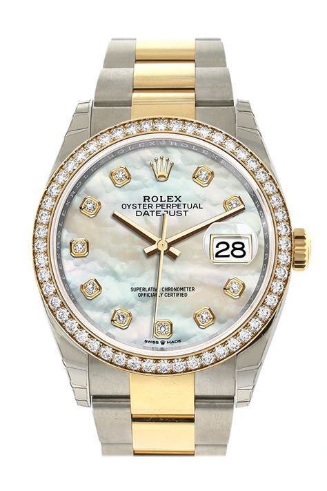 rolex white mother of pearl set with diamonds|Rolex pearl face with diamonds.